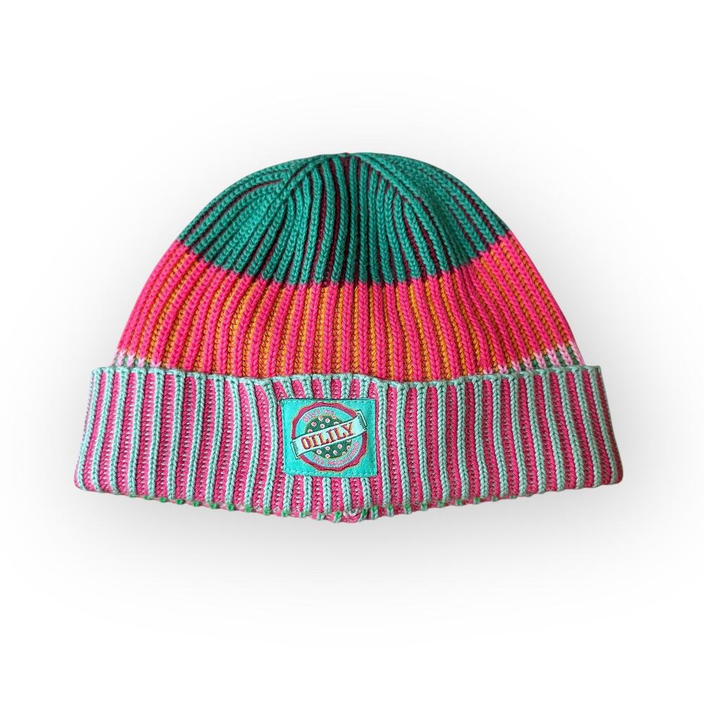Oilily Striped Beanie Hat Size 3 ( 3 years), Pink multicolored
